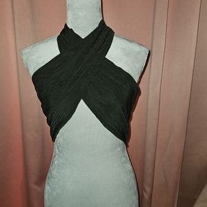 Black Halter Wrap Top